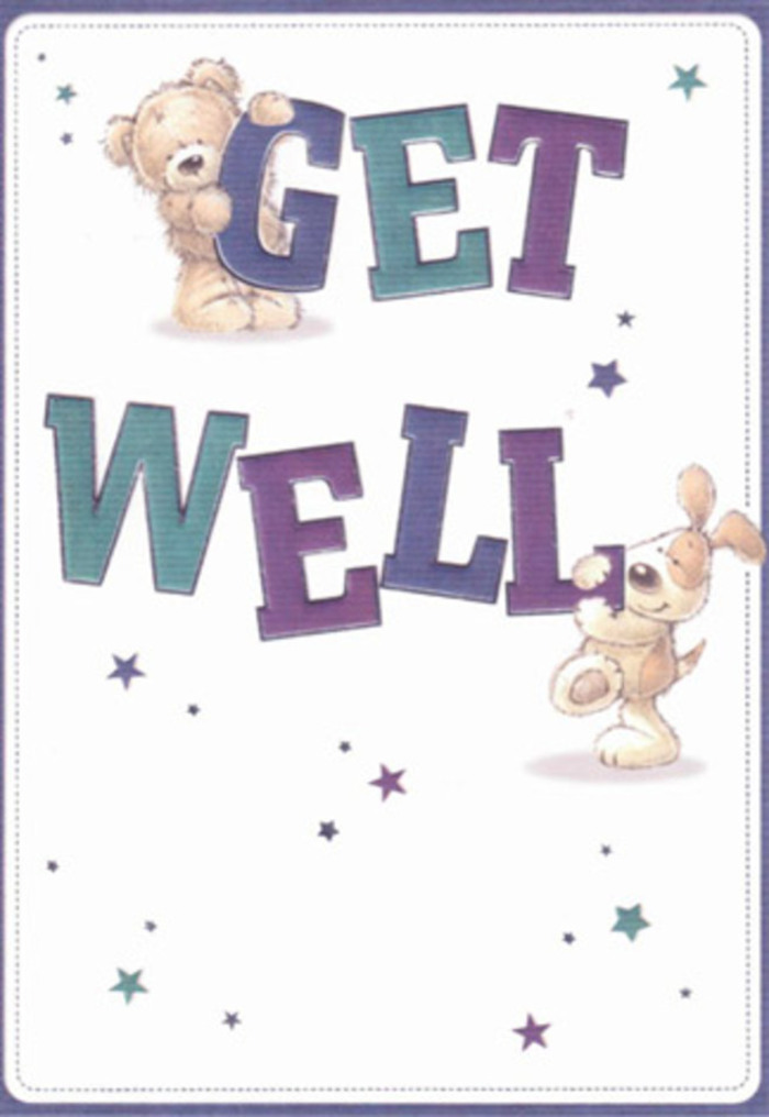 Alive with the spirit of kindness found in Noak Hill, this get well card paints a heartwarming tableau of furry friendship and hope. The scene centers around a winsome bear and his floppy-eared puppy companion, both actively involved in passing along a message of care. The bold 'Get Well' text anchors the design in striking shades of purple and teal, colours that echo the lush vibrancy of local flower borders along Noak Hill's quiet streets. Playful, hand-drawn stars dart around the card, like confetti tossed in celebration of healing. The bear's textured fur and the pup's soft, velvety ears are so vividly rendered that one almost senses their comforting touch-a tactile reassurance so often present in carefully crafted floral gifts. This inviting card, reminiscent of bouquets lovingly arranged on Noak Hill's lanes, wraps each recovery wish in brightness and authenticity-a reminder that in Noak Hill, heartfelt gestures always find their way home.