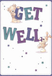 Brimming with the warmth of Noak Hill's community spirit, this illustrated get well card features two endearing characters-a fluffy bear and an eager puppy-working in joyful harmony to deliver a message of encouragement. Large, friendly letters spelling 'Get Well' pop in lively shades of indigo and teal, shining against a creamy backdrop reminiscent of the gentle Noak Hill light. Twinkling stars in various blues and purples frame the card, evoking a sense of magical hope often felt when receiving a hand-tied bouquet from a local florist. Each brushstroke highlights the bear's soft fur and the puppy's velvety ears, inviting the imagination to linger in their embrace. The playful composition transforms a simple sentiment into an uplifting presence-one that feels as restorative and genuine as a floral delivery thoughtfully arranged for recovery in Noak Hill.